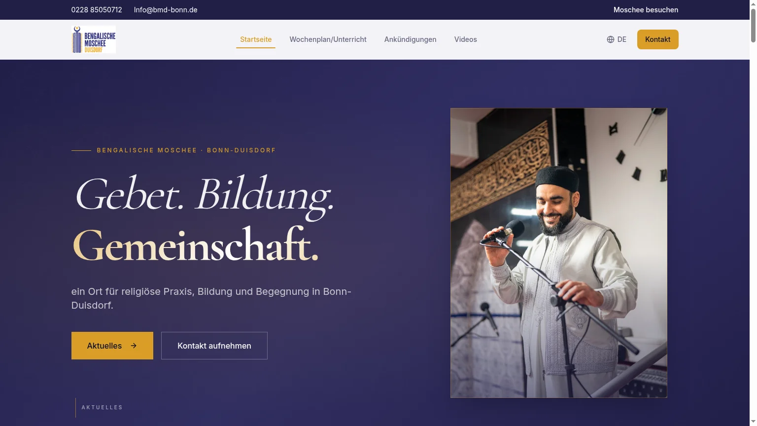 Webdesign-Referenz von VisiBuilt aus Swisttal: bmd-bonn.de – Religiöse Einrichtung