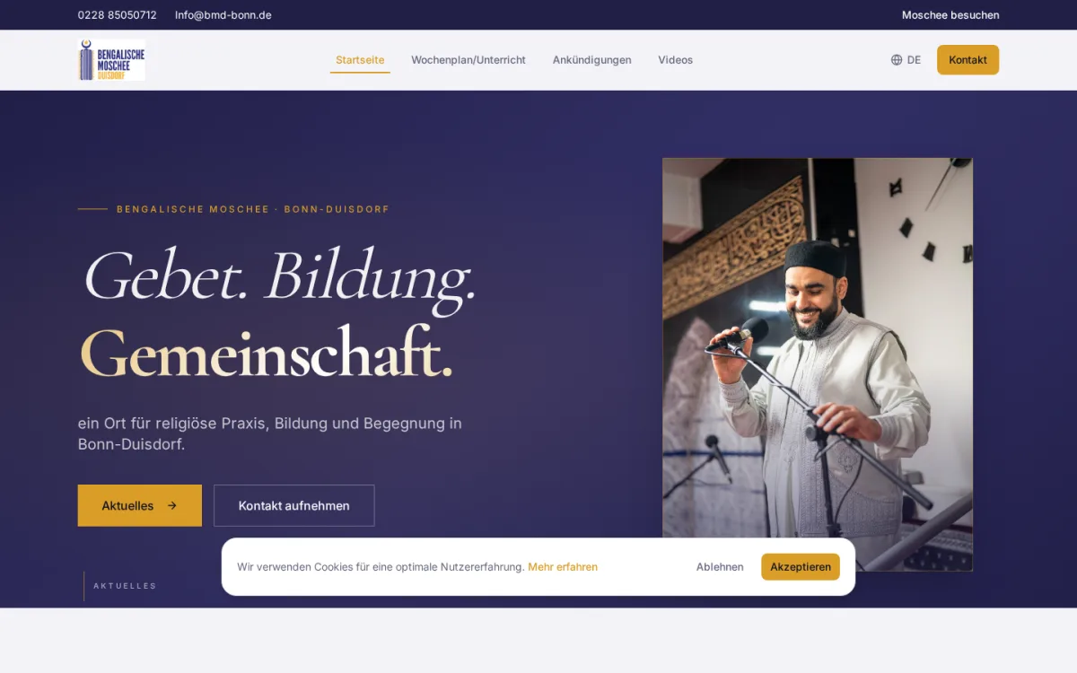 Webdesign-Referenz von VisiBuilt aus Swisttal: bmd-bonn.de – Religiöse Einrichtung