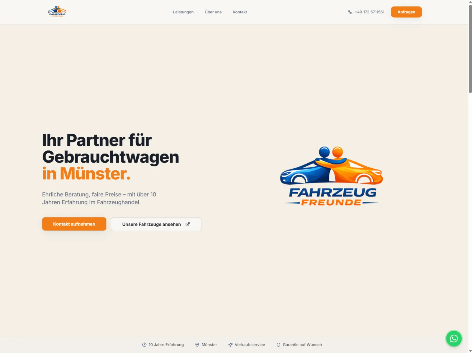 Webdesign-Referenz von VisiBuilt aus Swisttal: fahrzeug-freunde.de – Autohandel