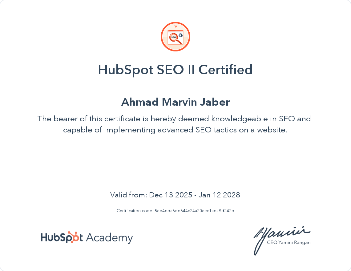 HubSpot SEO Certified