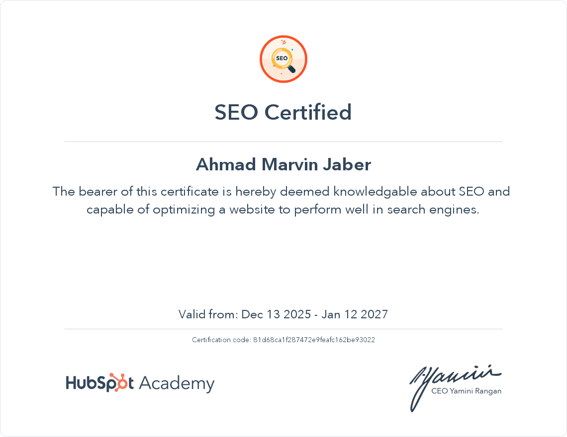 HubSpot SEO II Certified