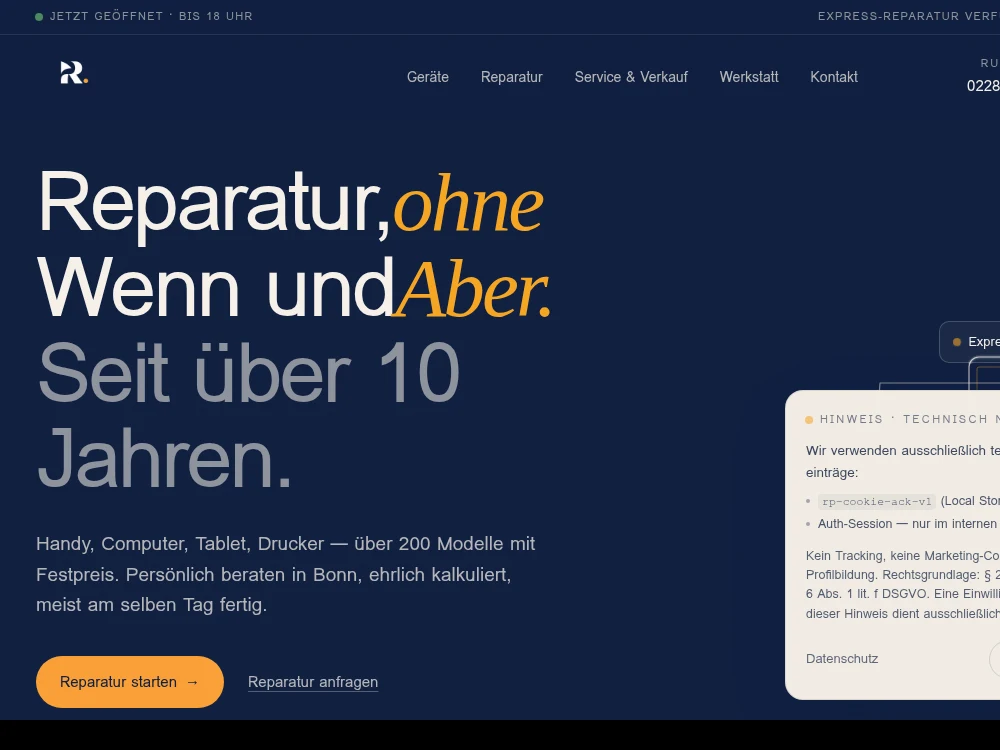 Webdesign-Referenz von VisiBuilt aus Swisttal: repairpoint-bonn.de – Reparaturservice