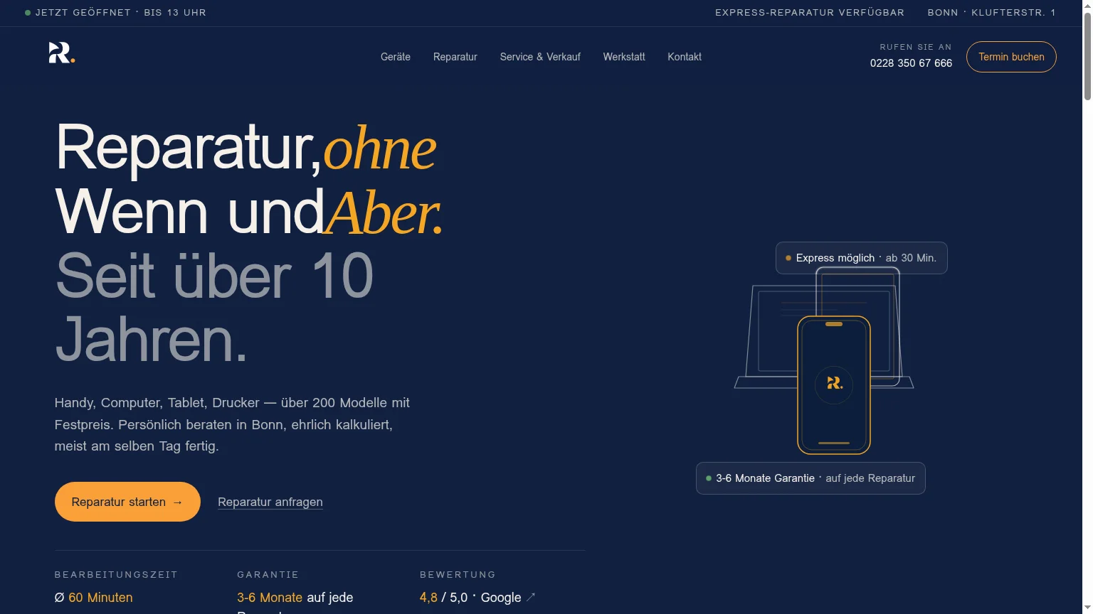 Webdesign-Referenz von VisiBuilt aus Swisttal: repairpoint-bonn.de – Reparaturservice