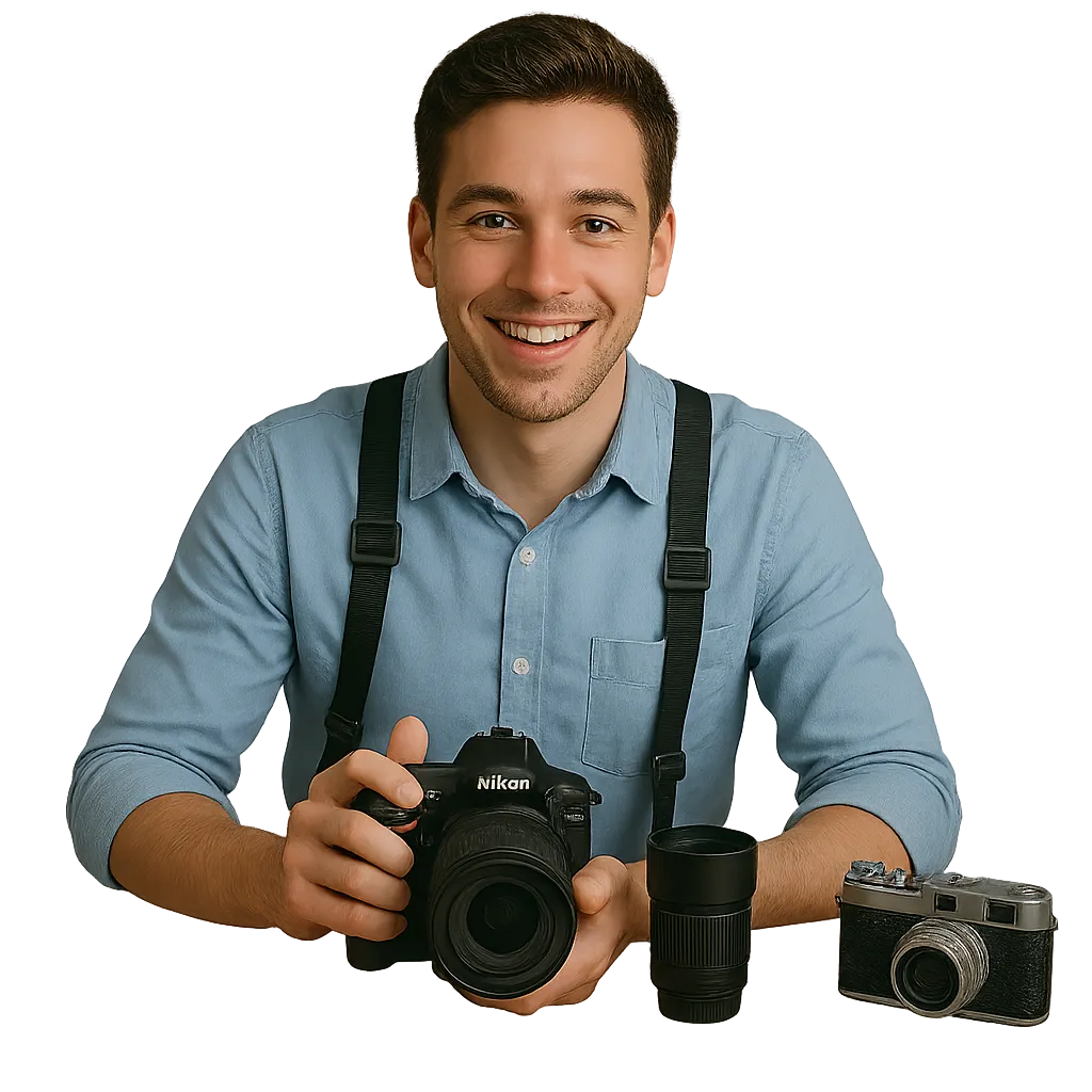 Professioneller Fotograf mit Kamera