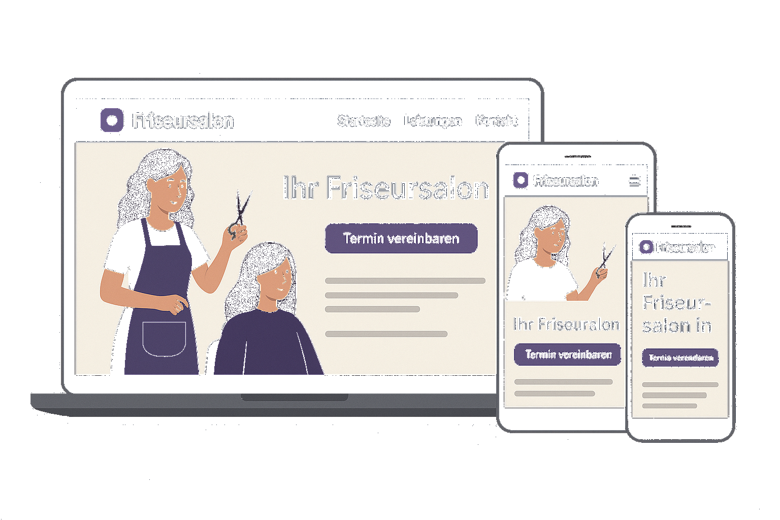 Responsive Friseur-Website auf verschiedenen Geräten