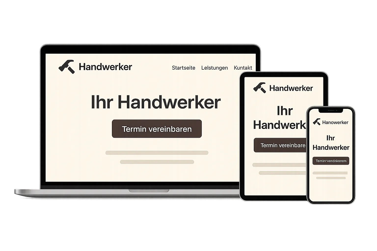 Responsive Handwerker-Website auf verschiedenen Geräten