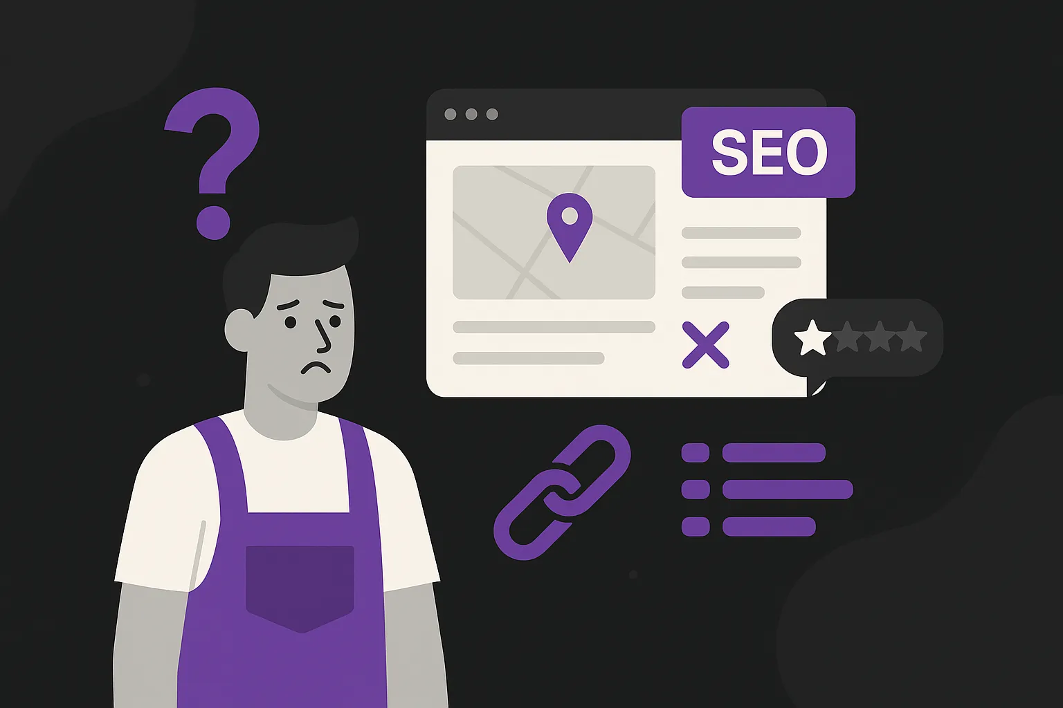 Handwerker mit SEO-Problemen - schlechte Online-Sichtbarkeit